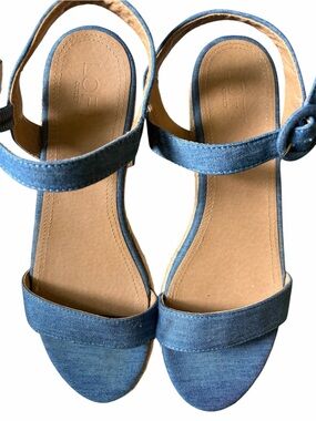 LOFT Denim Blue Open-Toe Ankle-Strap Sandals